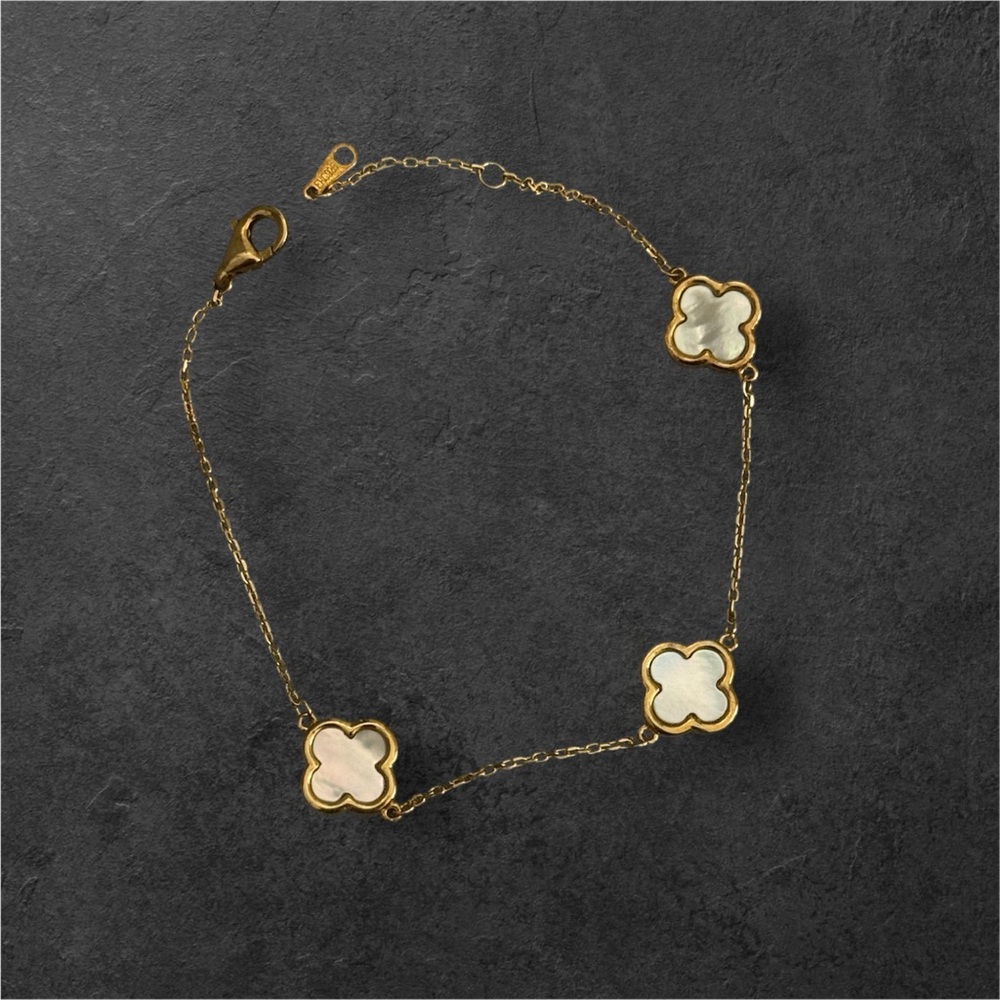 Rachel Zoe Gold and Pearl Clover Bracelet